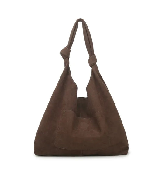 Kunstlederen suede schoudetas 115692