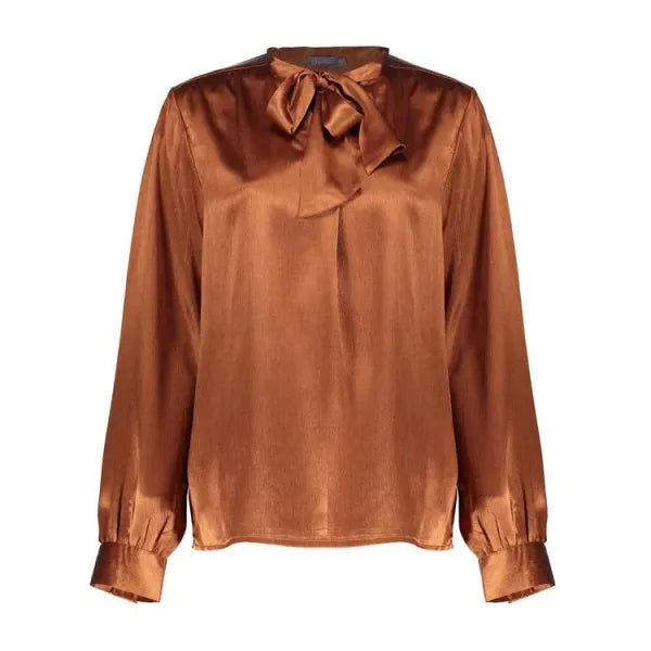 Blouse Satin With Bow Tie