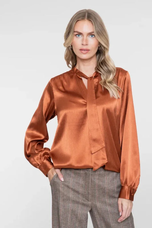 Blouse Satin With Bow Tie