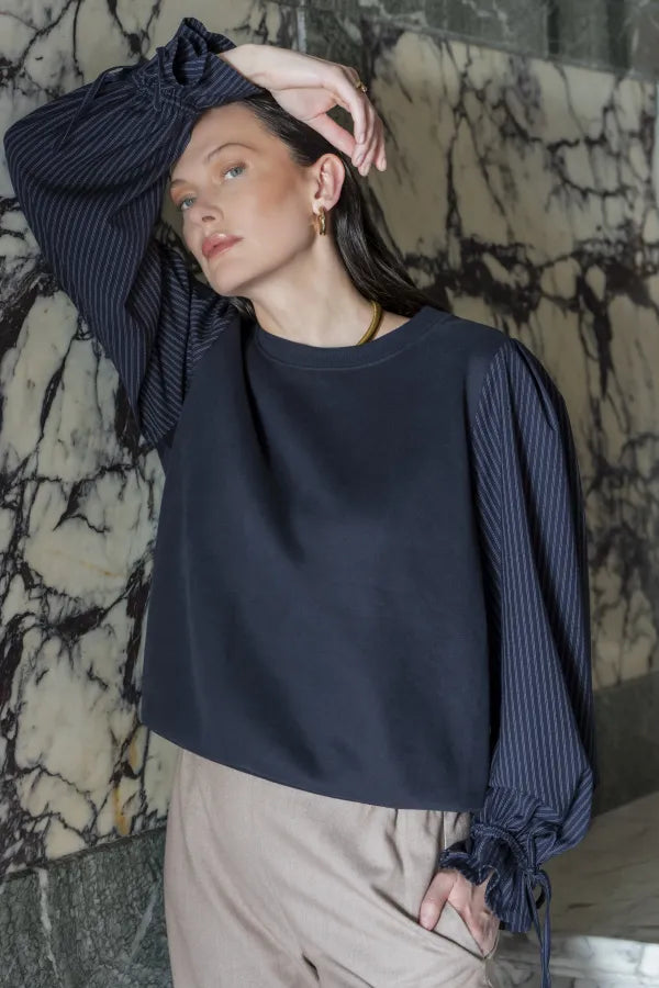 Sweater With Striped Sleevess
