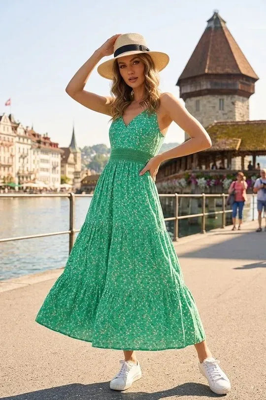 Green Blossom Maxi Dress