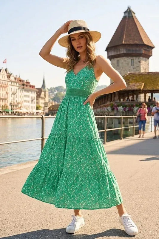 Green Blossom Maxi Dress