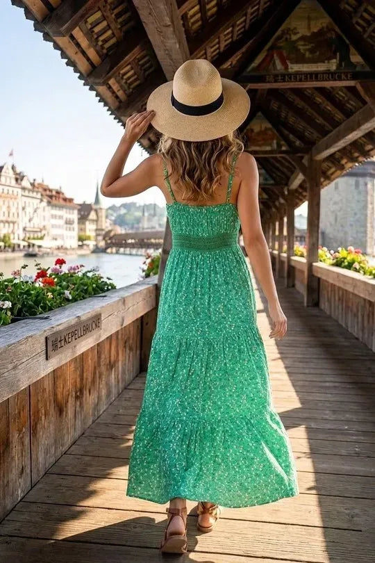 Green Blossom Maxi Dress