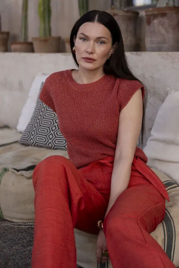 Geisha_Pullover_Lurex_Sleeveless_Stone_Red_Gold_4