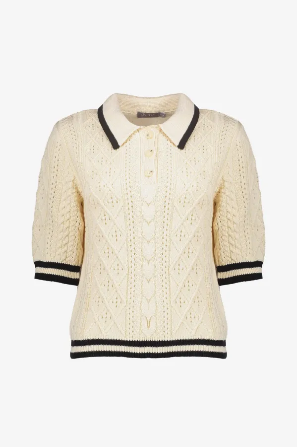 Geisha_Pullover_Polo_Ajour_Zwart_Zand