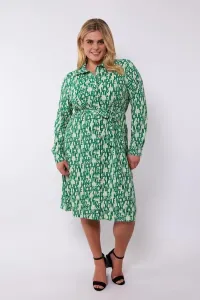 EXXCELLENT_Valencia_jurk_Zand_Bladgroen_4